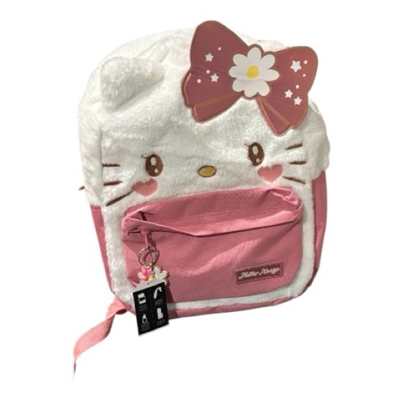 Sanrio Hello Kitty Kawaii Fuzzy full size backpack bag adjustable straps main image 7